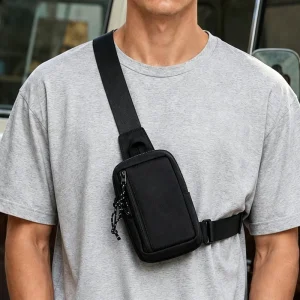 Mens Crossbody Bag Passport Holder Street style Travel Waterproof Wear resistant Nylon Chest Pack Bag
