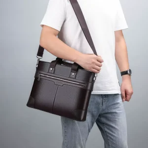 Men’s Fashion Shoulder Bag PU Leather Handbags With Multiple Carrying Options For Business Office Work Use Handbag