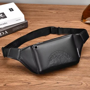 Men’s Fashion Waterproof Zipper Portable Custom Chest Bag Sport Running Belt Waist Anti theft Sling Bag PU Leather Large Summer