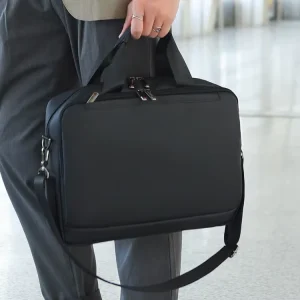 Men’s Fashionable 13/15/16 Inch PU Laptop Bag New Membrane Computer Briefcase Zipper Business Work Bag Shoulder Strap Bubble