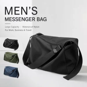 Men’s Messenger Crossbody Shoulder Bag Large Sling Pack Waterproof Nylon Fashion Work Business Travel Satchel Purse