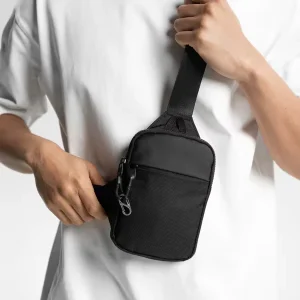 Mens Mini Nylon Single Shoulder Bag Small Square Black Crossbody Messenger Bag Sport Shoulder Bag for Men