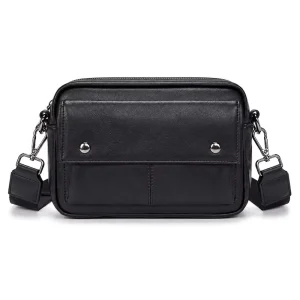 Men’s PU Leather Messenger Bag Waterproof Casual Crossbody Sling Shoulder Bag with Zipper