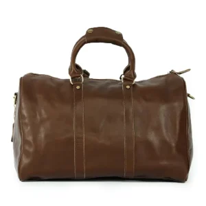 Men’s Travel Duffel Bag L3263 OEM Genuine Leather Laptop Sleeve Vintage Zipper Closure 45x28x22cm 1.5KG