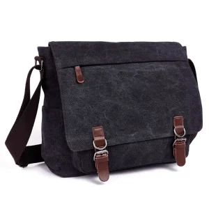 Men’s Vintage Satchel Crossbody Shoulder Bag with Custom Logo Canvas Messenger Bag for Students