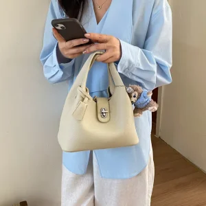 Mini Bucket Bag for Women Cute Crossbody Shoulder Bag PU Leather Small Handbag with Charm