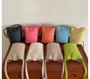 Mini Bucket Bags Shoulder Crossbody Mobile Phone Bag Vertical Casual Small Leather Ladies Bag