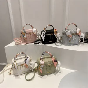 Mini Bucket Bags With Pendant for Woman’s Handbags Cute Girls Shoulder Bags