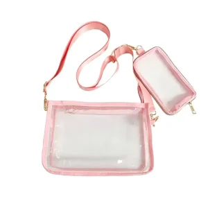 Mini Clear Crossbody Bag with Wallet for Girl Women PVC Transparent Stadium Bag Messenger Bags Crossbody Ladies Clear Purs