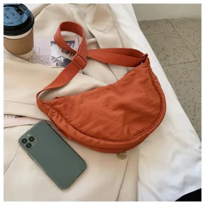 Mini Fashion Nylon Women’s Crossbody Bag Soft Waterproof Zipper Sports Messenger Plain Sling Style Small Waist Sports Bag