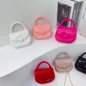 Mini PVC Portable Bag Candy Color Chain Handbag Cute Colorful Jelly Bag for Girls