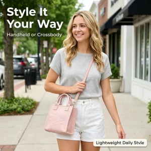 Mini Pebbled Leather Tote Bag for Women Fashion Crossbody Handbag Lightweight Portable Purse with Adjustable Strap