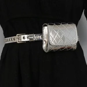 Mini Quilted PU Metal Eyelet Belt Bag Cute Waterproof Box Shape Hiking Waist Bag Floral Animal Print Women’s