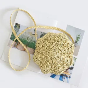 Mini Straw Woven Zipper Casual Crossbody Women’s Shoulder Phone Wallet Bag
