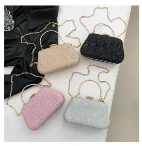 Mini Tweed Golden Chain Shoulder Bags with Detachable Gold Chain Vintage Luxury Small Handbag for Women Party Wedding Daily Use