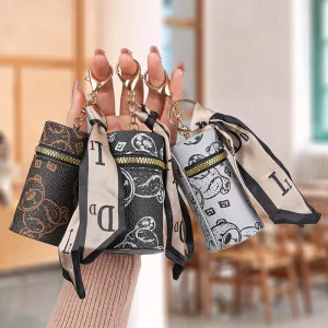 Mini Women’s Luxury PU Leather Lipstick Bag Storage Keychain Coin Purse Protective Case Waterproof Lightweight