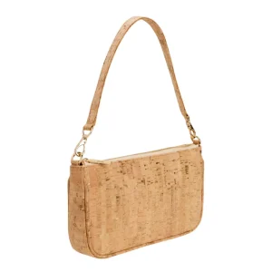 Minimalist Cork Bag with Gold Pattern Small Underarm Purse With Zipper Custom Logo Design