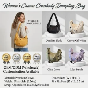 Minimalist Crossbody Shoulder Bag Unisex Large Capacity Bag Casual Versatile Dumpling Shape Custom Logo Manufacturer