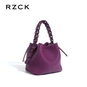 Minimalist Design Genuine Leather Handbag Shoulder Crossbody Bucket Bags and Purses for Women