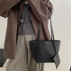 Minimalist First Layer Cowhide Ladies Hand Bags Vintage High Quality Genuine Leather Bucket Handbags Casual Shoulder Tote Bags