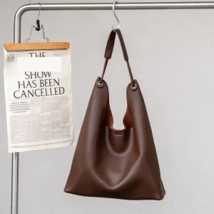 Minimalist Large Capacity Hobo Bag Smooth Leather Shoulder Bag Geometric Tote for Women Slouchy Handbag