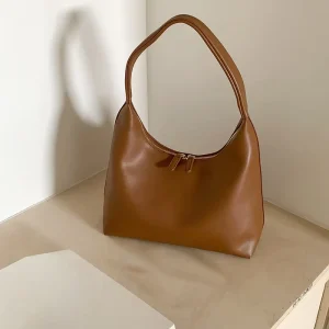 Minimalist PU Hobo Shoulder Bag Made in China Large Capacity Zipper Tote Handbag for Women