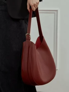 Minimalist Quiet Luxury Cow Leather Shoulder Bag Women Soft Stitching Hobo Bag