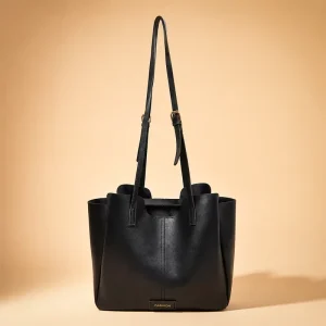 Minimalist Tote Bag Women Large Capacity PU Leather Shoulder Bag Commuter Handbag Solid Color Bucket Bag