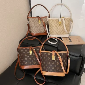 Model Fashionable Ladies’ Bucket Bag Exquisite and High quality PU Material Paired with Polyester Fiber Lining.807