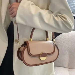 Modern Vintage Luxury Single Strap Leather Women’s Messenger Bag Waterproof Fashionable Shoulder Bag with Buckle