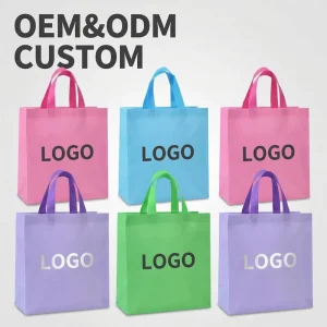 Multi Color Foldable Non Woven Garment Bag One Stop Custom Logo Reusable Long Handle Shopping Tote for Apparel