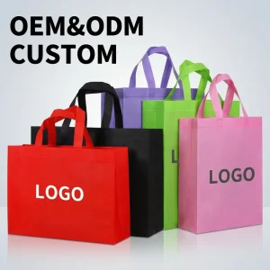 Multi Color Long Handle Custom Non Woven Shopping Bag Foldable Laminated Tote for Clothing Garment Packaging