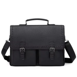 Multi Pocket Large Capacity Classic Handmade Luxury Men’s Soft Bag Business Briefcase Satchel PU Leather Shoulder Messenger