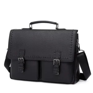 Multi Pocket Men’s Business Soft Bag Satchel Cowhide Genuine Leather Shoulder Messenger Crossbody Laptop Bag for 15 Inch
