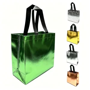 Multi-color Glossy Metallic Laminated Non-woven Bag Custom Gradient Printing Available Waterproof Reusable Shopping Bag