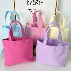 Multicolor Custom Canvas Tote Bag Mini Cotton Grocery Bag Recyclable Solid Color Small Blank Diy Canvas Tote Bags