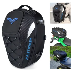 Multifunctional Motorcycle Oxford Tail Bag Reflective Stripe Waterproof Dual Zipper 3 Way Carry Rear Seat Handheld Backpack