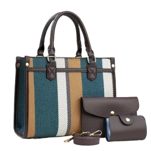 NEN YCH 3-Piece Winter Fashion Canvas Handbags Set Top Handle Women’s Shoulder Bags for Work Travel