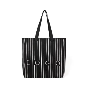 National Classic Black White Striped Ladies Shoulder Bag Polyester Large Capacity Portable Two Open Fashionable