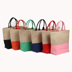 Natural Burlap Tote Bags Personalized Jute Tote Bags Jute Shopping Bag for Gift