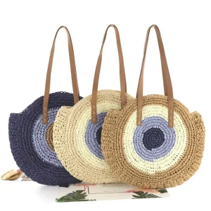 Natural Extra Large Tote Straw Bag HandWoven Summer Round Beach Bali Hollow Paper Straw Bag