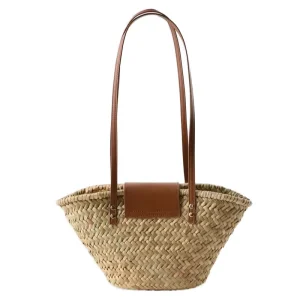 Natural Straw Hand Woven Vintage Bohemian Handbag Summer Beach Women’s Shoulder Bag