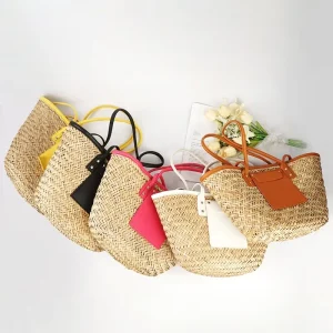 Natural Summer Straw Handbags Large Size Totes for Vacation Beach Shoulder Bags Portable Designer Beauty Shoulder Bags