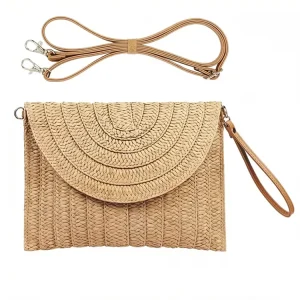 Natural Woven Straw Handbag Custom Logo Summer Handmade Bag for Women with Leather Straps OEM Manufacturer Low MOQ