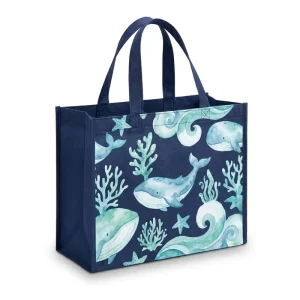 Navy Blue Non Woven Tote Bag Custom Logo Printed Reusable Supermarket Shopping Bags Eco Friendly Waterproof Promotional