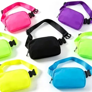 Neon Sports Fanny Pack Nylon Zipper Retro Futurism Cyberpunk Waist Bag Waterproof Crossbody Belt Bag for Running Hiking