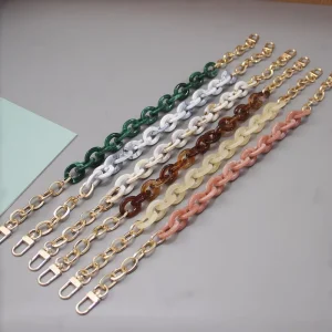 New Acrylic Bag Chain Bag Strap Removable Bag Accessories Colourful Women’s Resin Chain Fish Bone Handle