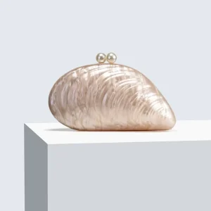 New Arrival Fashion Mother of Pearl Shell Acrylic Clutch Evening Wedding Party Bag with Chain Strap