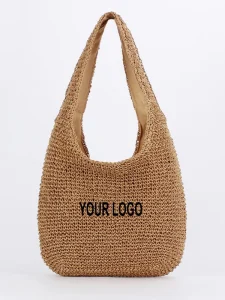 New Arrival Handmade Straw Tote Bags Customization Straw Beach Bags Large Capacity Weaving Women Shoulder Bag