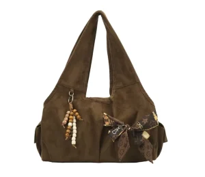 New Arrival Large Capacity Retro Women’s Work Handbag Bucket Bag Handheld Shoulder Bag Suede Multifunctional Women’s Bag